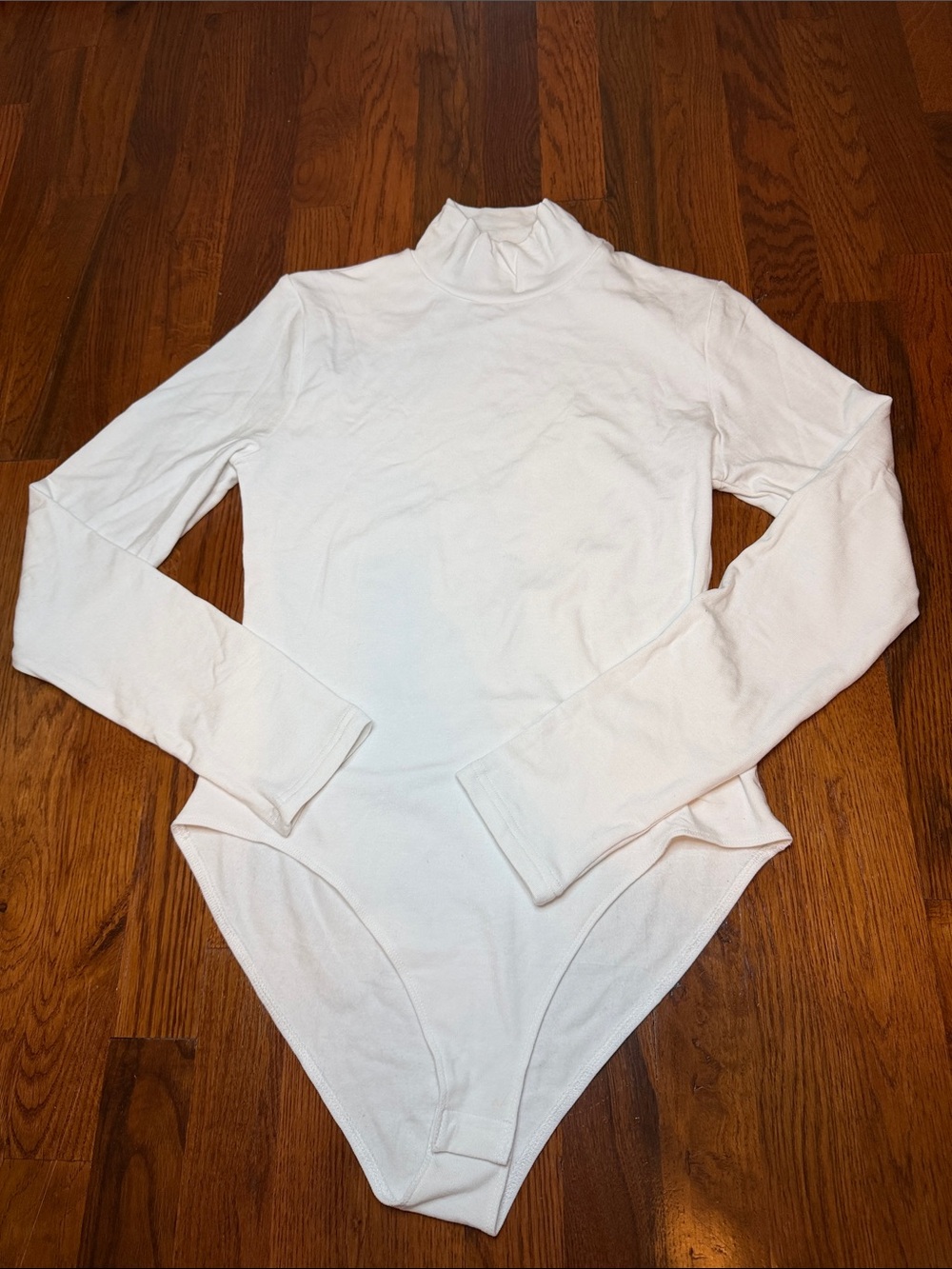 Mango White Long Sleeve Turtleneck Bodysuit
